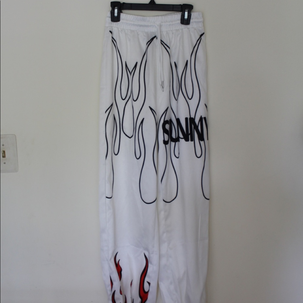 White Joggers w/Design